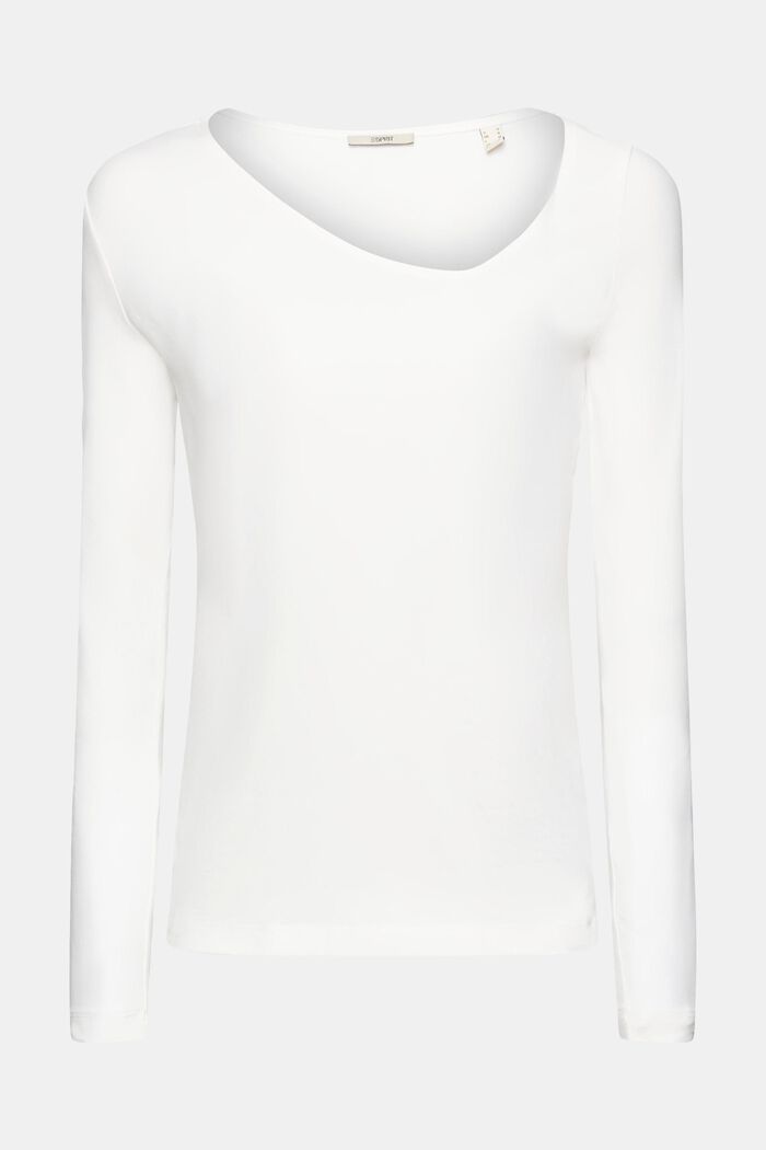 T-shirt à manches longues et encolure asymétrique, OFF WHITE, overview