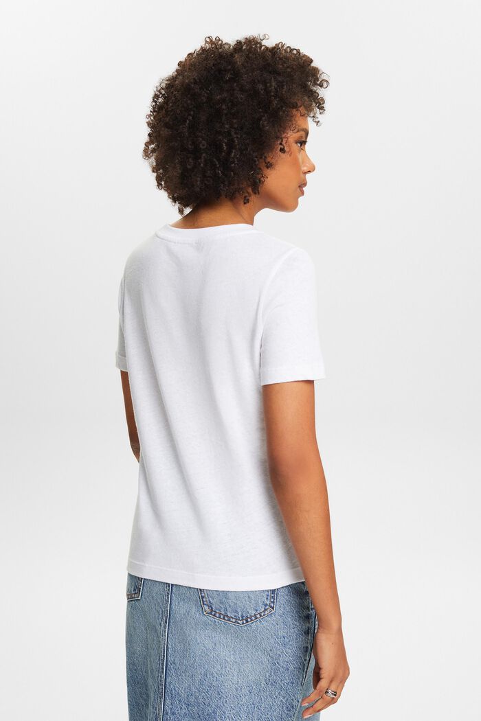 T-shirt en mélange de coton et de lin, WHITE, detail image number 2