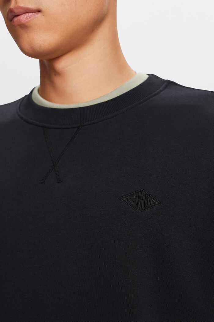 Sweat-shirt à logo surpiqué, BLACK, detail image number 1