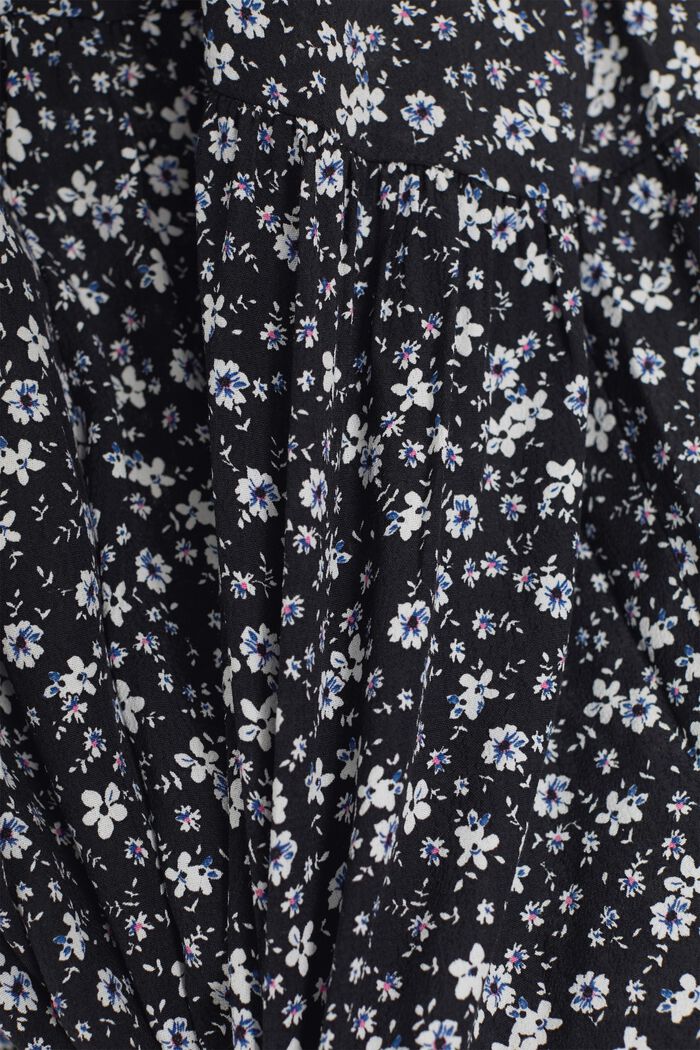 Robe longueur midi à fleurs de style chemisier, BLACK, detail image number 4