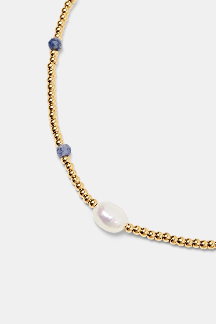 Bracelet de cheville à perles en acier inoxydable, GOLD BICOLOUR, detail image number 1