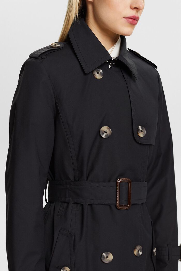 Trench-coat à boutonnage croisé et ceinture, BLACK, detail image number 3