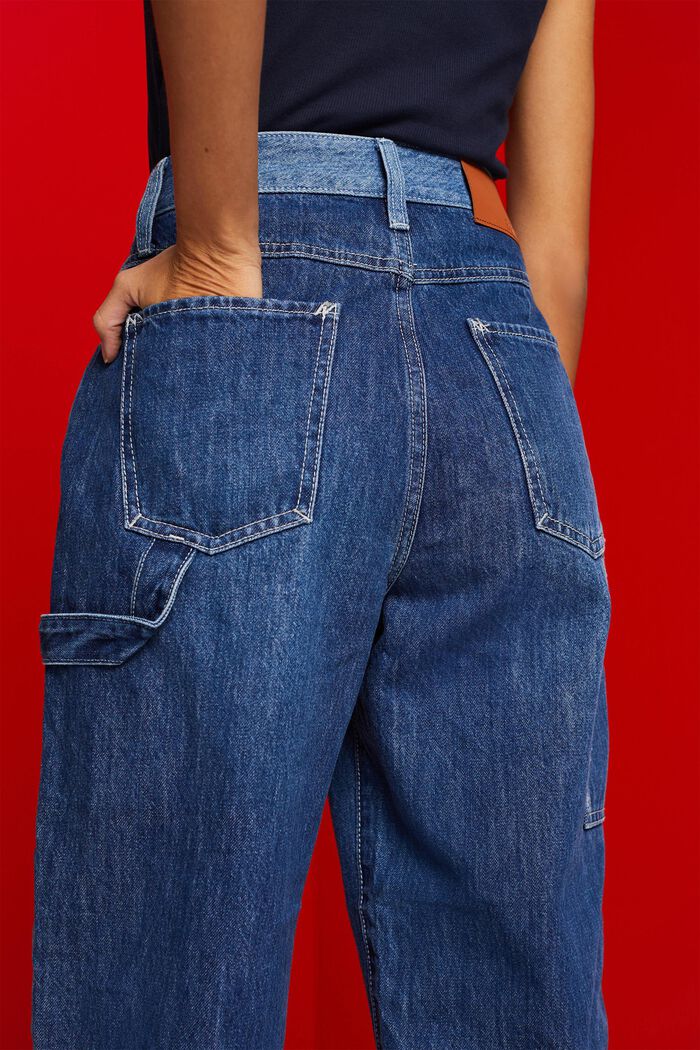 Jeans de coupe 90s asymétrique à jambes larges, BLUE DARK WASHED, detail image number 4