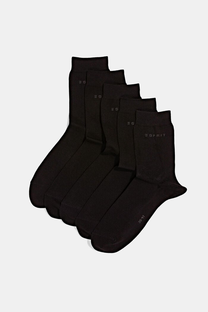 5 paires de chaussettes uni, coton bio, BLACK, detail image number 0