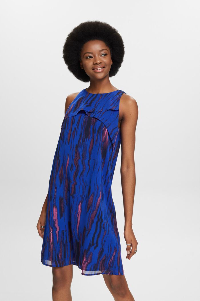 Mini-robe imprimée en crêpe mousseline, BRIGHT BLUE, detail image number 0