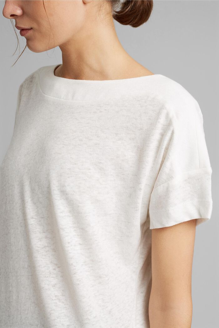 À teneur en lin : t-shirt au look superposé, OFF WHITE, detail image number 2