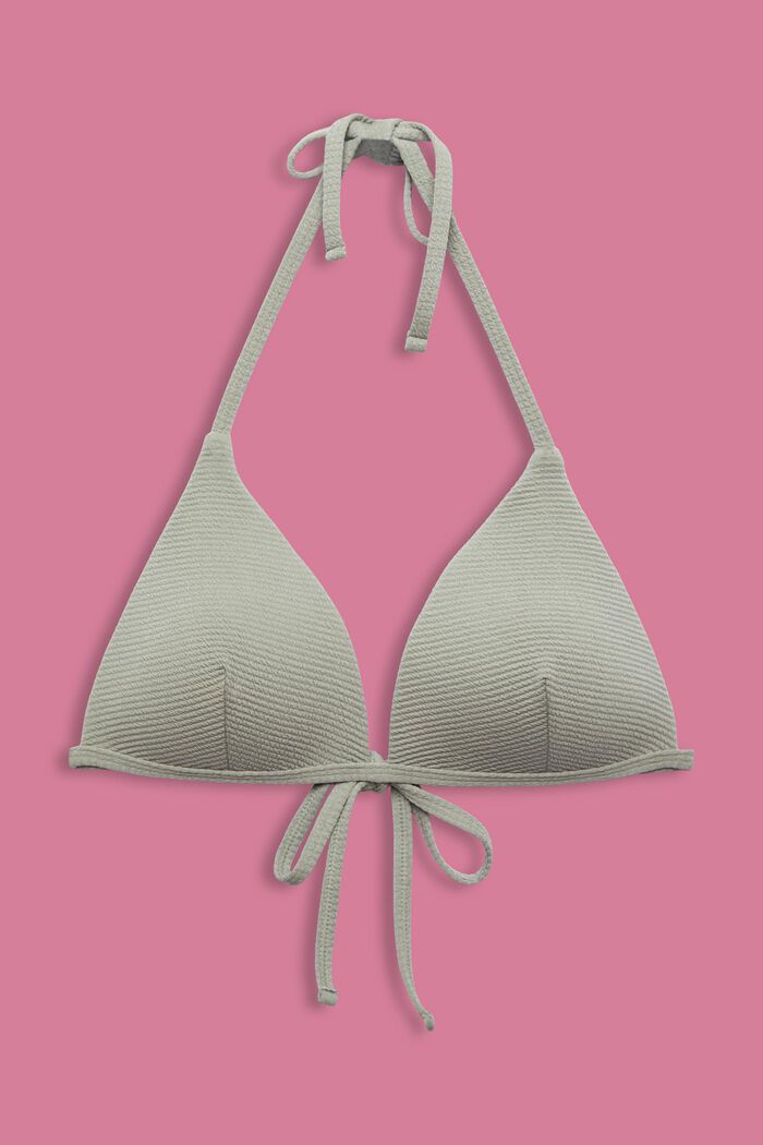Haut de bikini triangle texturé, KHAKI GREEN, detail image number 4