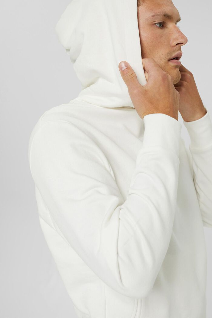 Sweat à capuche en coton mélangé à teneur en TENCEL™, OFF WHITE, detail image number 4