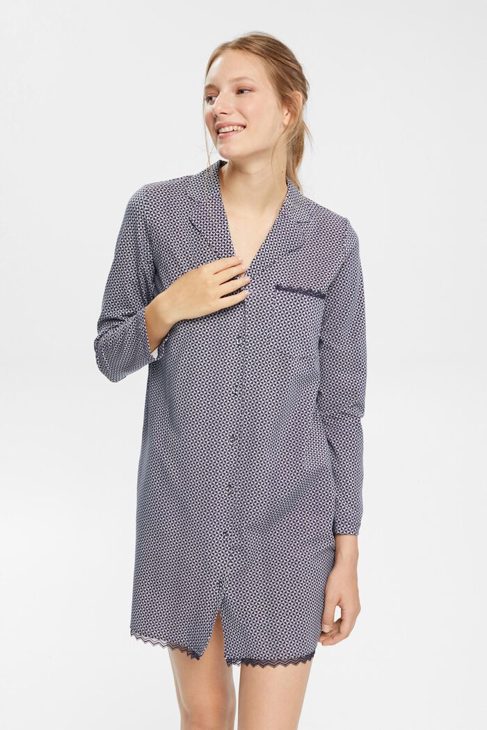 Chemise de nuit en jersey à imprimé, NAVY, detail image number 0