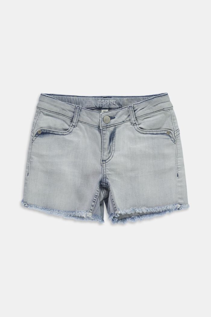 En matière recyclée : le short en jean à taille ajustable, BLUE BLEACHED, detail image number 0