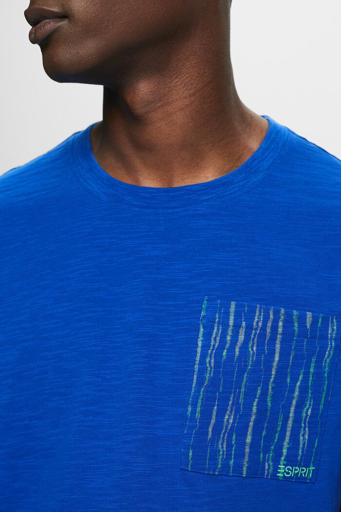 T-shirt en coton flammé à poche avec logo, BRIGHT BLUE, detail image number 3