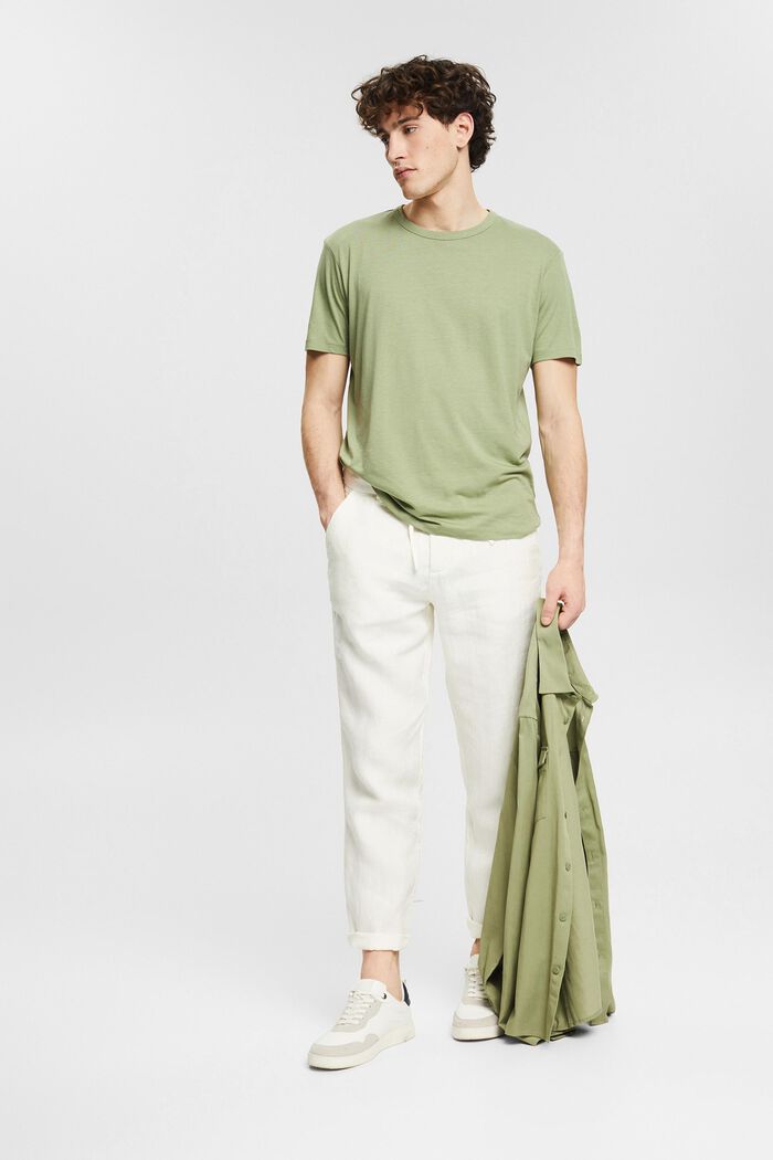 Pantalon 100 % lin, OFF WHITE, detail image number 1
