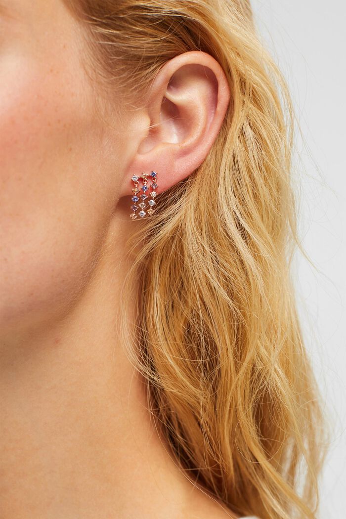 Clous d’oreilles à pierres de zircon multicolores, ROSEGOLD, detail image number 2