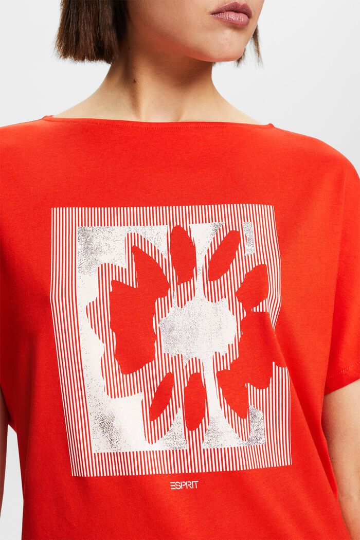 T-shirt en jersey imprimé sur le devant, RED, detail image number 3
