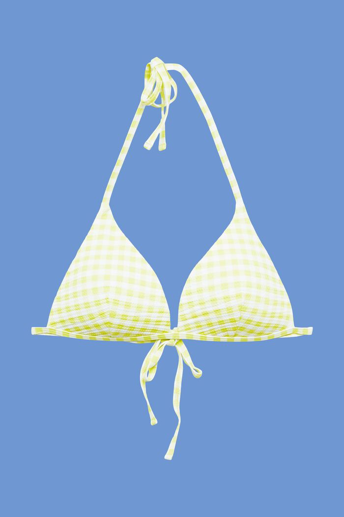 Haut de bikini rembourré à bretelles tour de cou, LIME YELLOW, detail image number 4