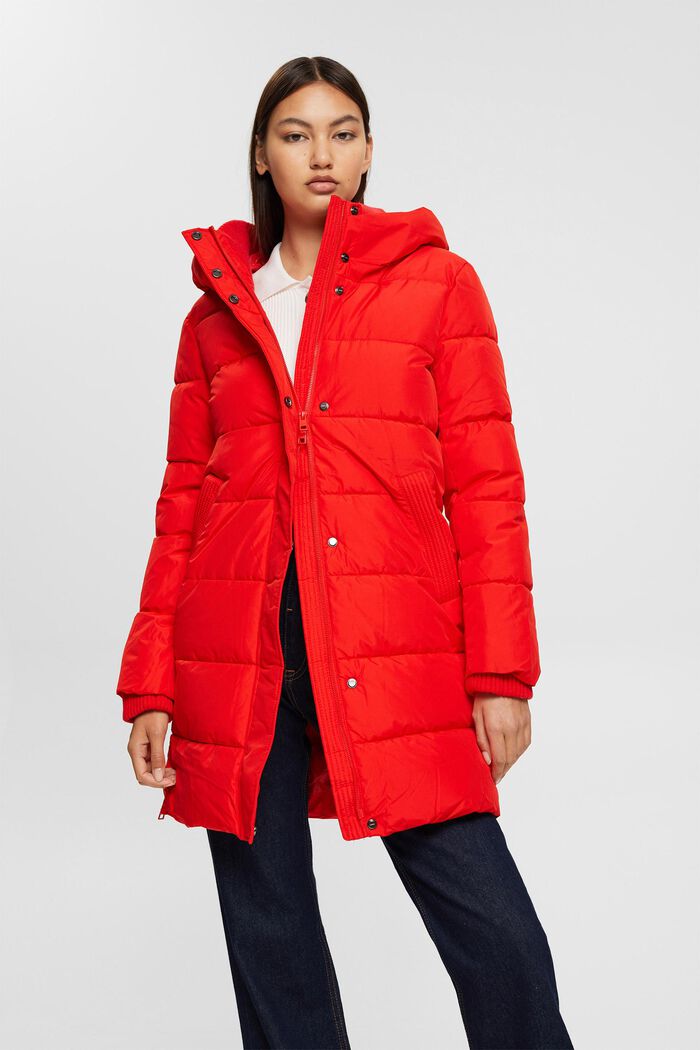 Manteau matelassé à détails en maille côtelée, RED, detail image number 0