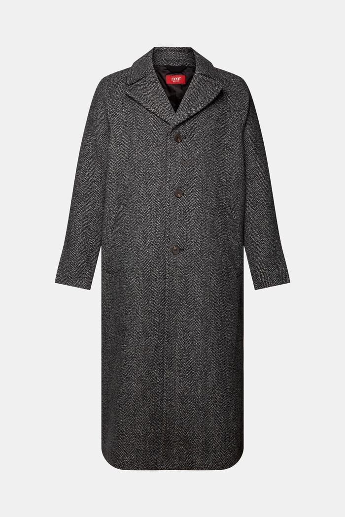 Manteau en laine mélangée à chevrons, BLACK, detail image number 6