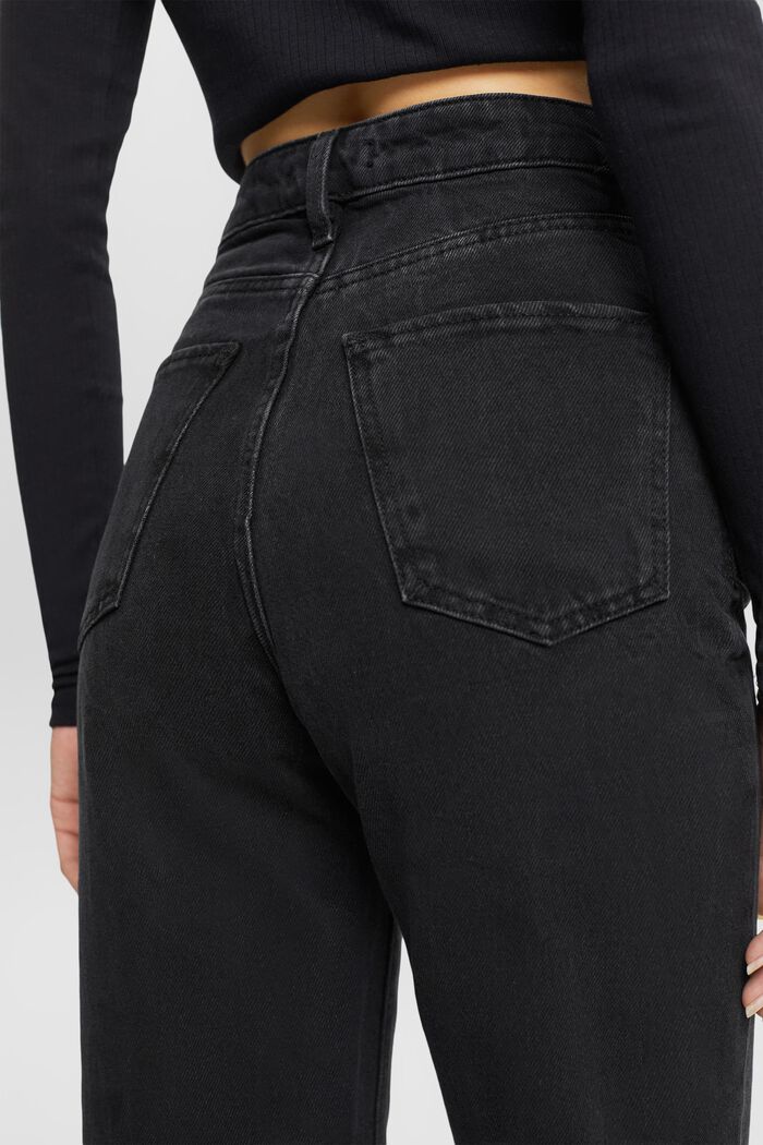 Jean Straight Fit style années 80, 100 % coton, BLACK DARK WASHED, detail image number 4