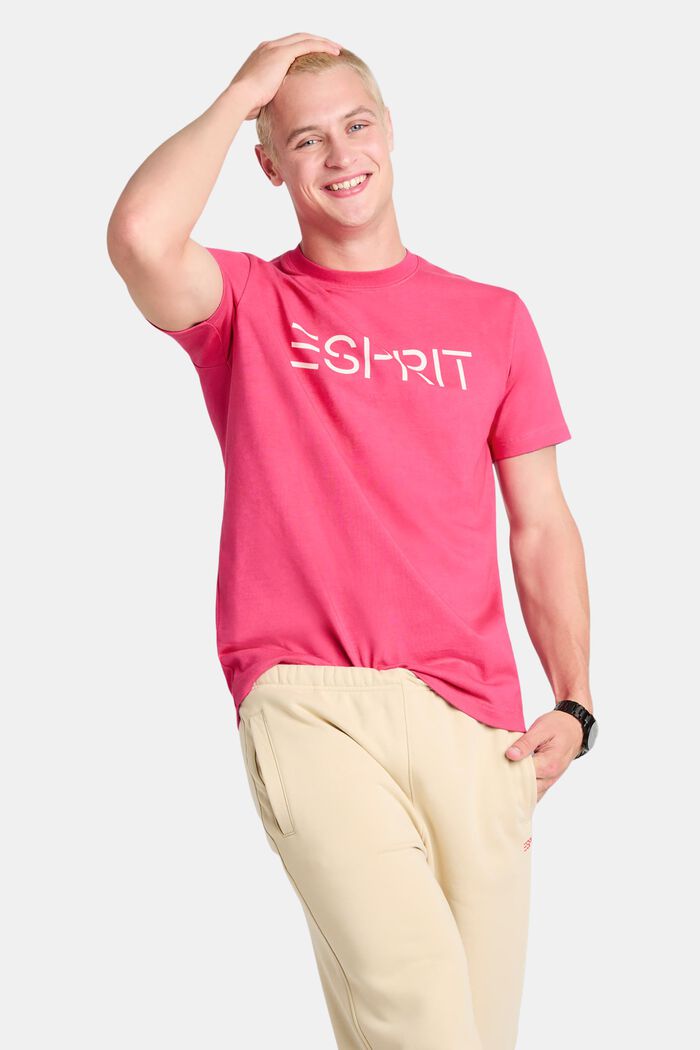 T-shirt en jersey de coton unisexe à logo, PINK FUCHSIA, detail image number 1