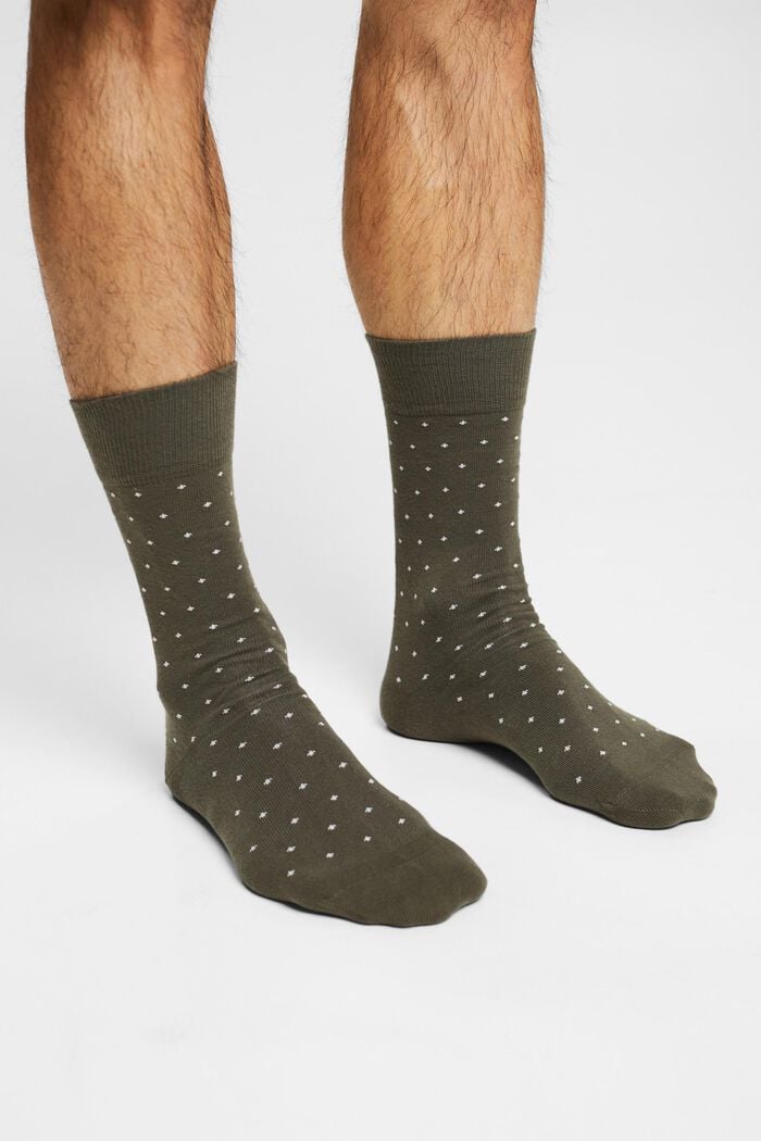 Lot de 2 paires de chaussettes ornées d’un motif à pois, coton biologique, GREY/GREEN, detail image number 2