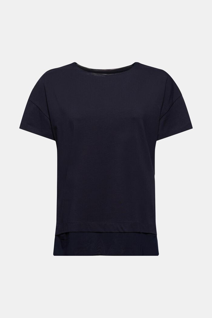T-shirt orné de mesh de coupe carrée, coton biologique, NAVY, detail image number 5