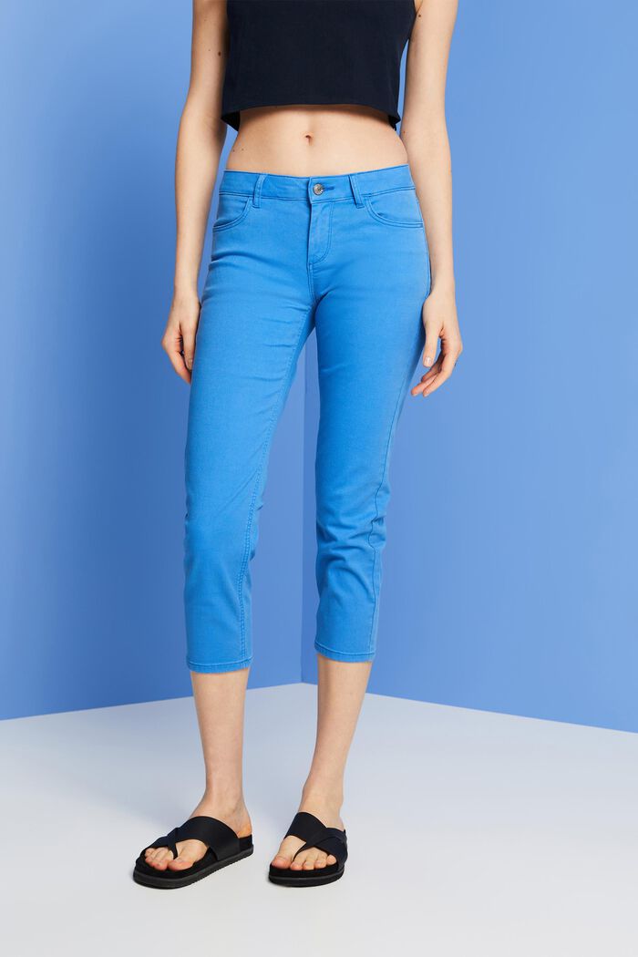 Pantalon corsaire en coton bio, BRIGHT BLUE, detail image number 0