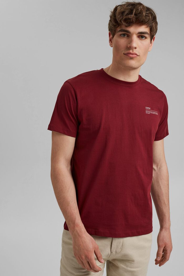 T-shirt en jersey doté d´un imprimé, 100 % coton bio, GARNET RED, overview