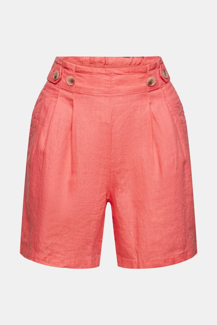 Pantalon court, 100 % lin, CORAL RED, detail image number 3