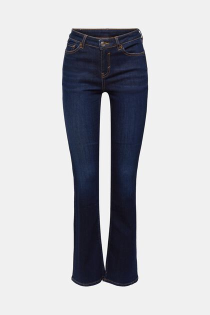 Jean de coupe bootcut skinny à taille haute, BLUE DARK WASHED, overview
