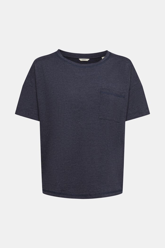 T-shirt en coton mélangé à poche-poitrine, NAVY, detail image number 5
