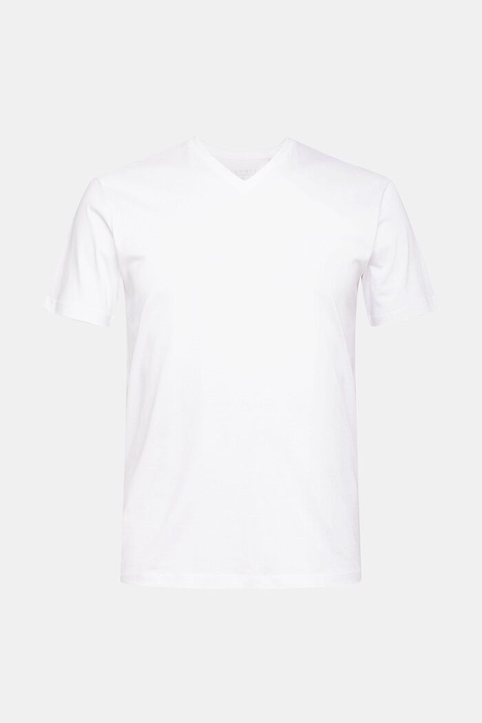 T-shirt à encolure en V en coton durable, WHITE, detail image number 6