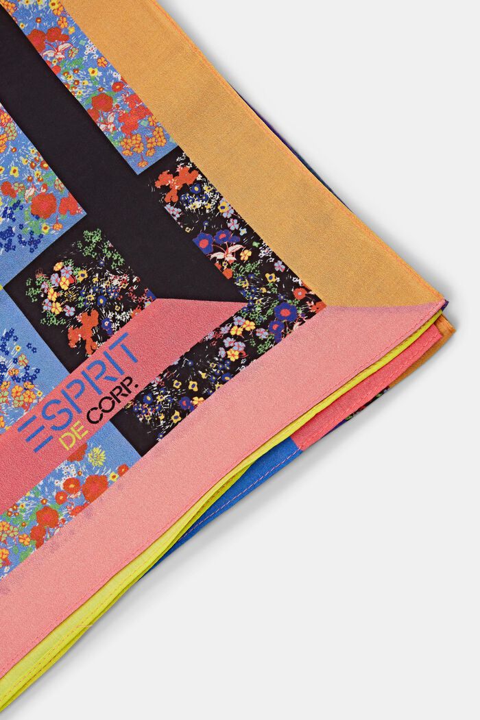 Foulard carré animé d’un motif floral multicolore, BLACK, detail image number 2