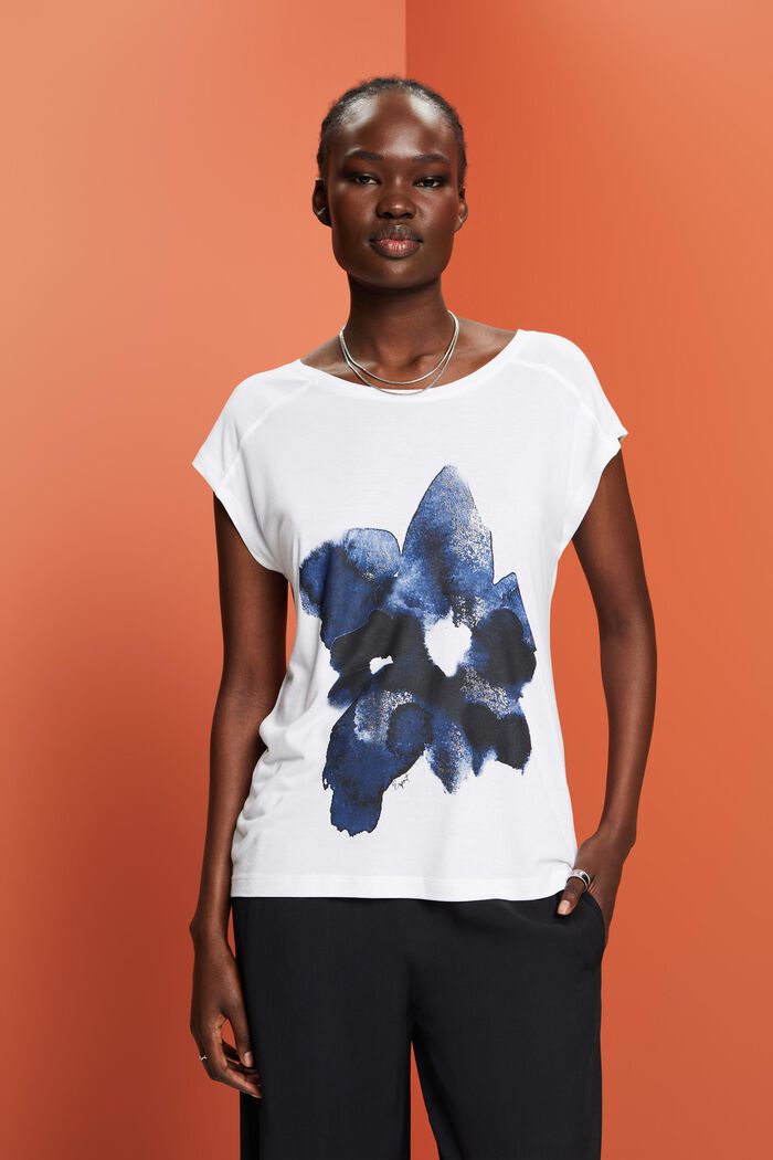 T-shirt à imprimé, LENZING™ ECOVERO™, WHITE, detail image number 0