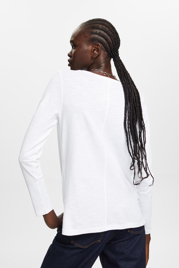T-shirt à manches longues en jersey, 100 % coton, WHITE, detail image number 3