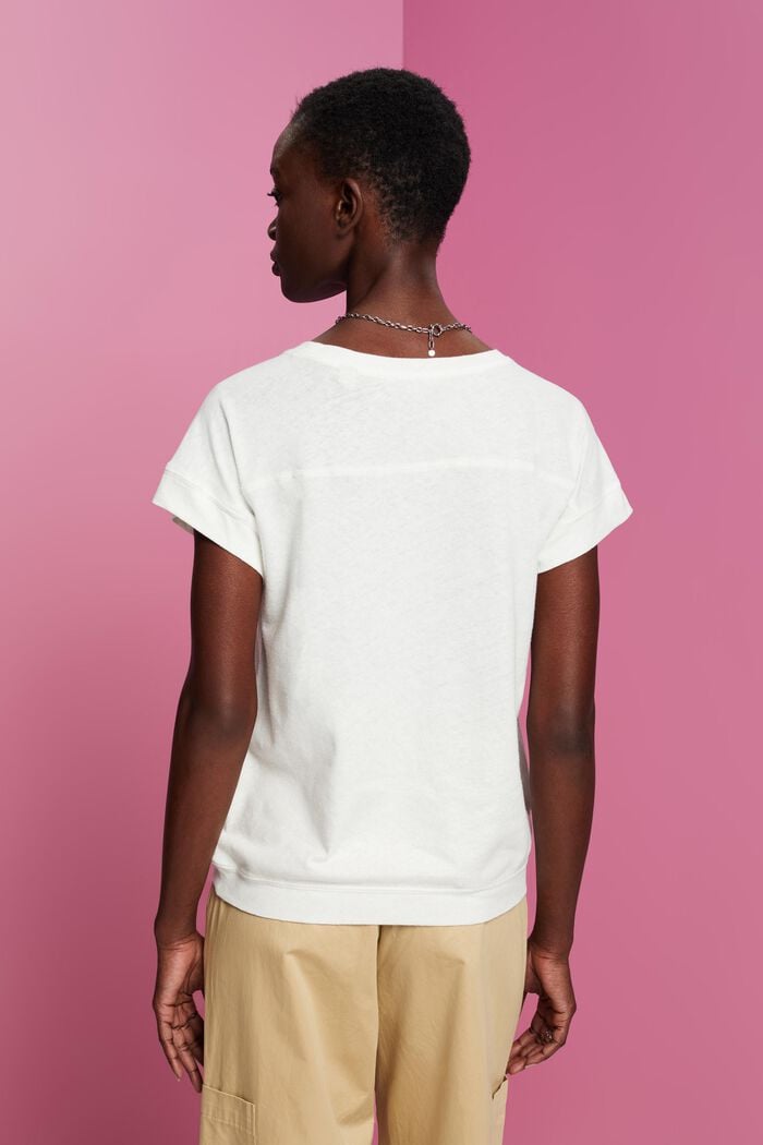 T-shirt en mélange de coton et lin, OFF WHITE, detail image number 3