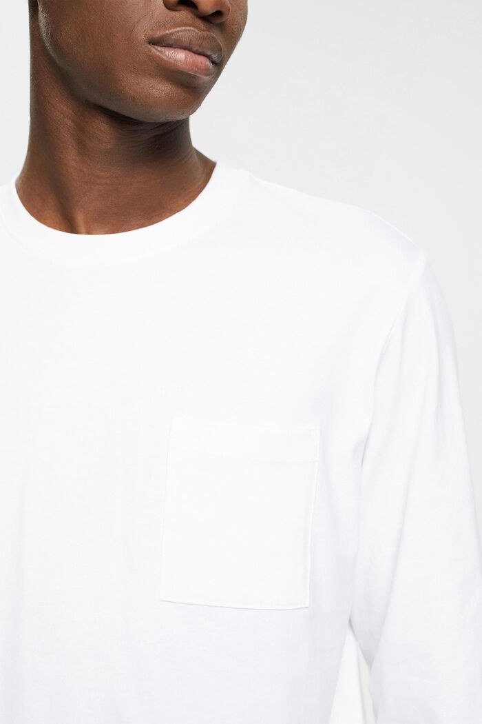 T-shirt à manches longues en jersey, 100 % coton, WHITE, detail image number 0