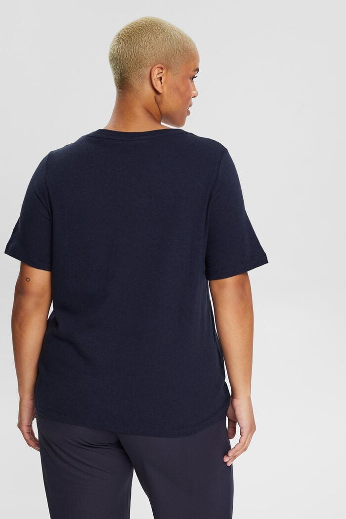 Modèle CURVY à teneur en lin : t-shirt basique, NAVY, detail image number 3