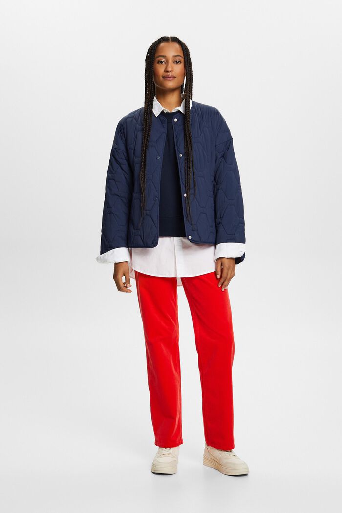 Pantalon en velours côtelé coupe Straight Fit taille haute, RED, detail image number 1