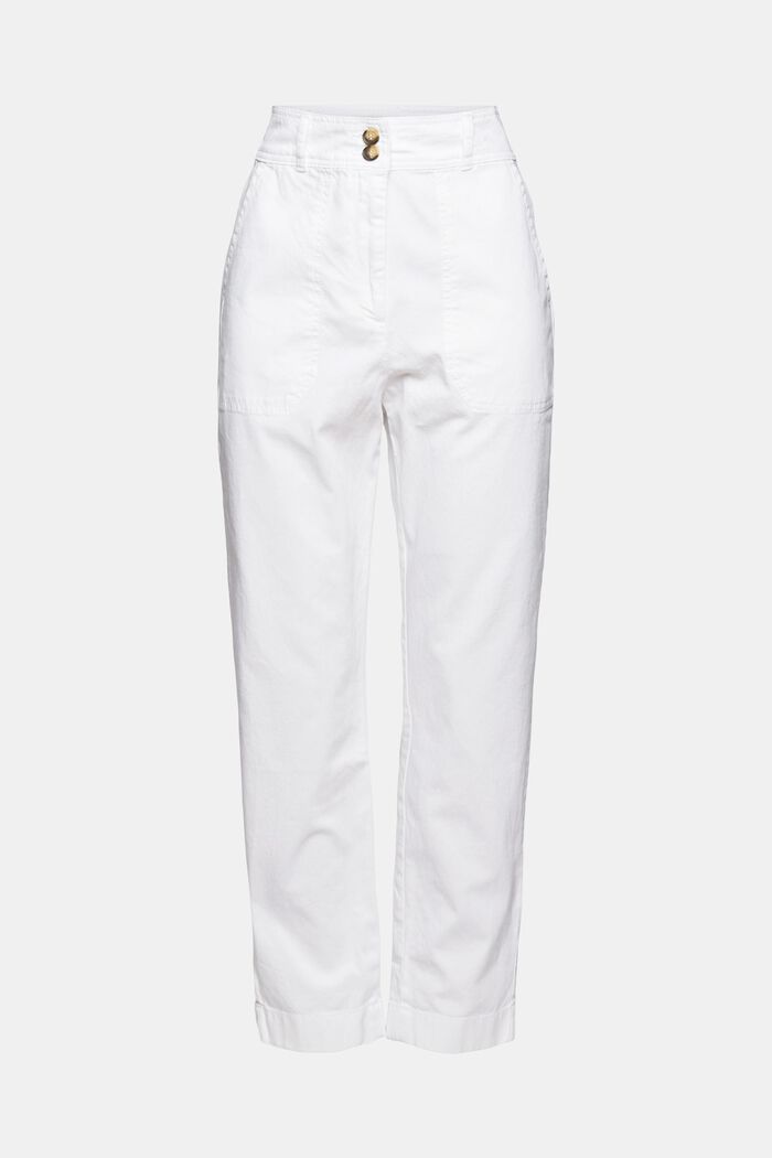 Pantalon taille haute en coton biologique, WHITE, overview