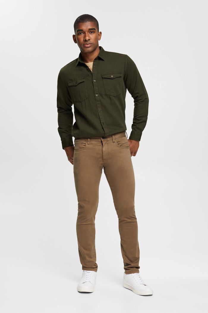 Pantalon de coupe Slim Fit, coton biologique, DARK KHAKI, detail image number 2