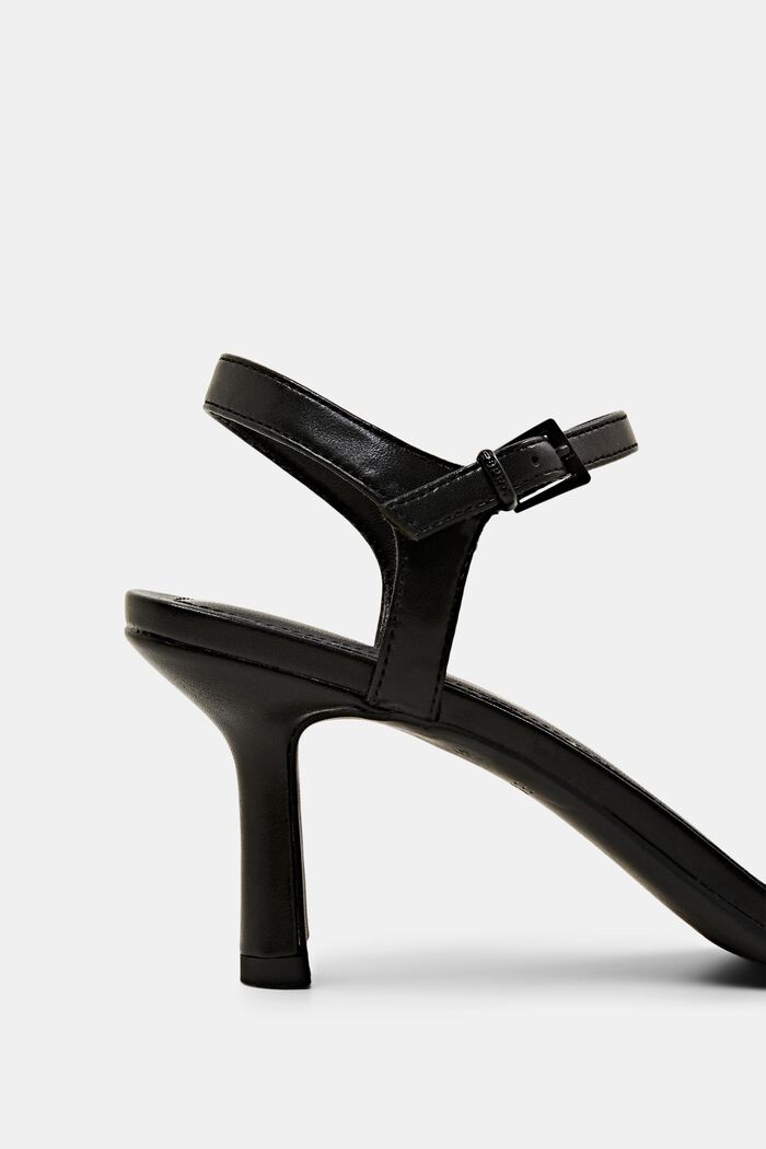 Sandales à talon et bout carré en similicuir, BLACK, detail image number 3