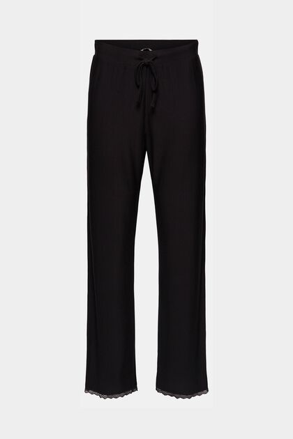 Pantalon de pyjama à dentelle, LENZING™ ECOVERO™, BLACK, overview