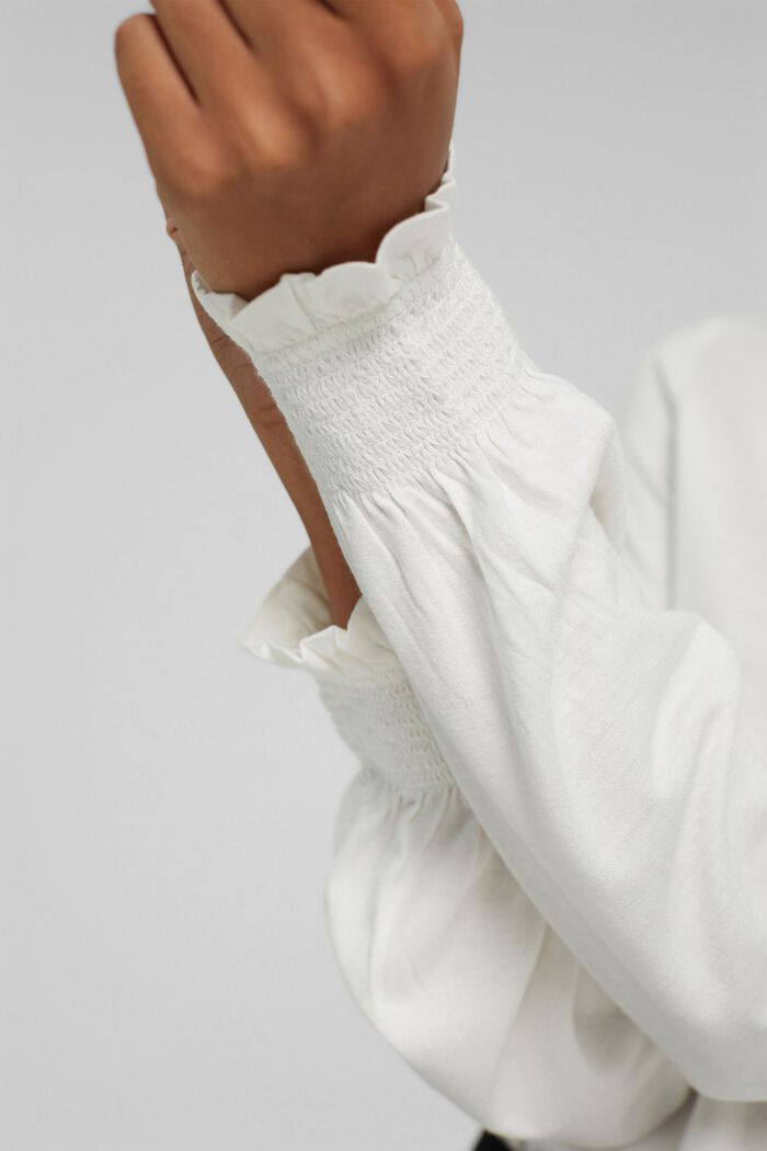 T-shirt à manches longues à ruchés, LENZING™ ECOVERO™, OFF WHITE, detail image number 2