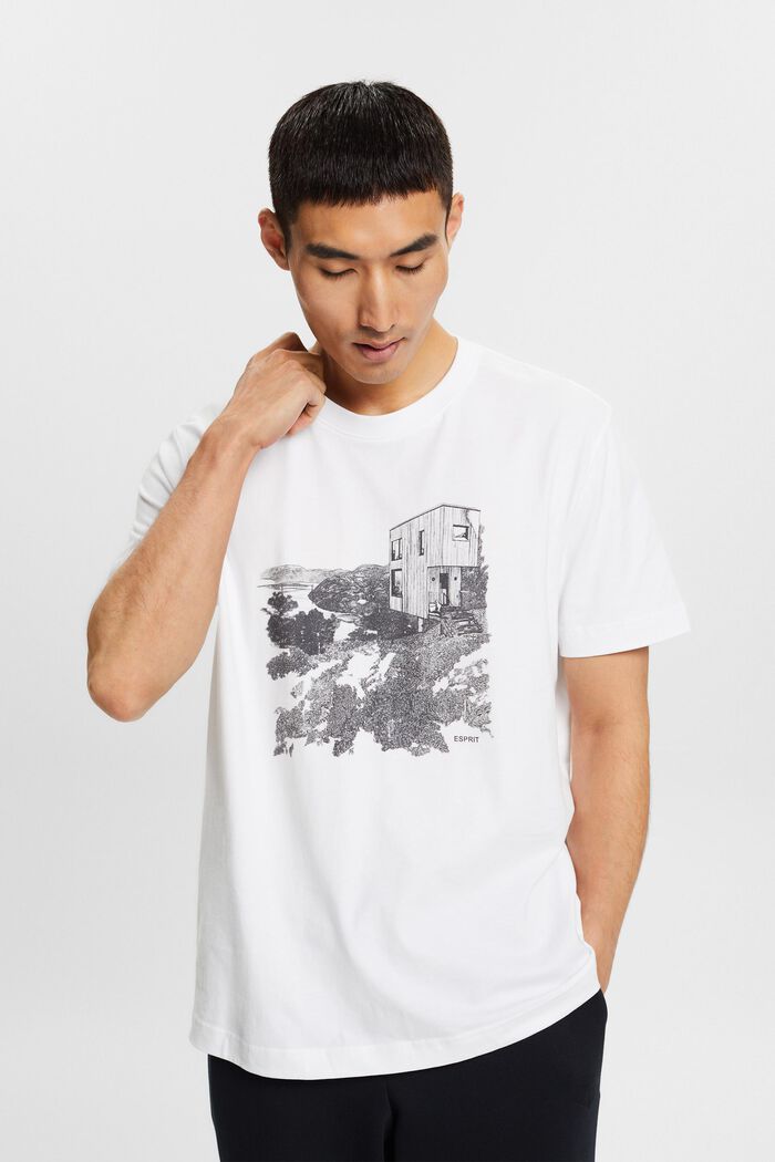 T-shirt à imprimé graphique, WHITE, detail image number 1