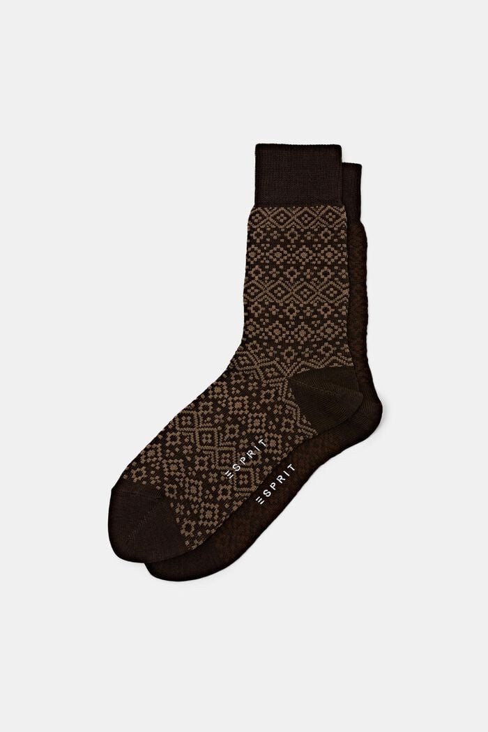 Lot de 2 paires de chaussettes en laine mélangée ornées d’un motif norvégien