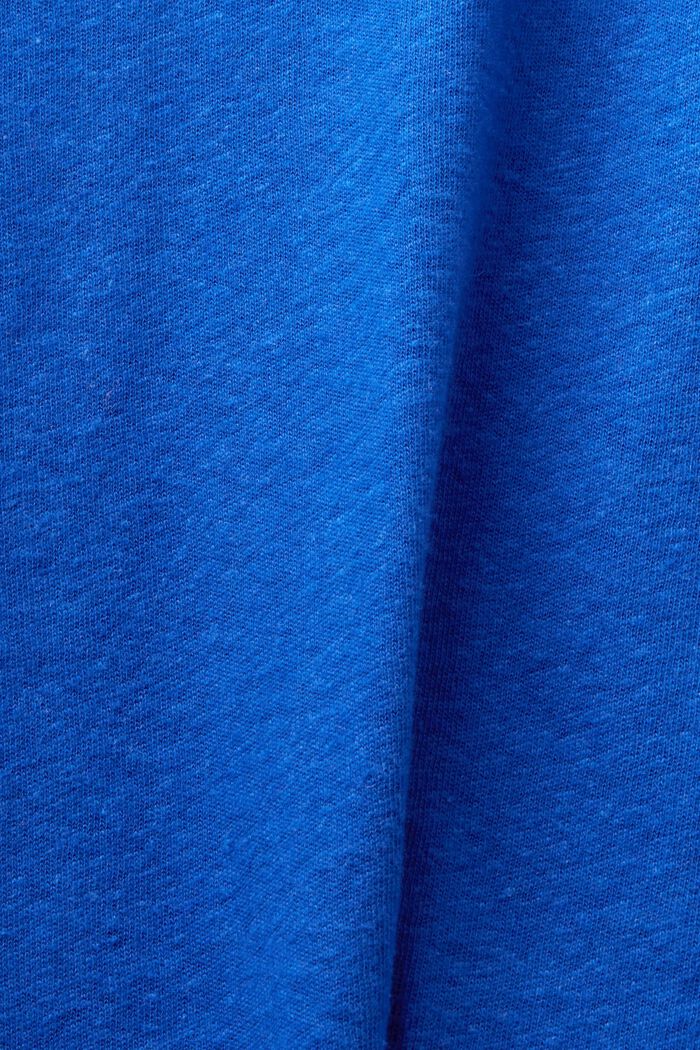 T-shirt à encolure en V en mélange de lin et coton, BRIGHT BLUE, detail image number 4