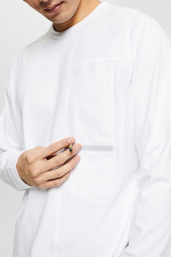 T-shirt en jersey à manches longues et zip, WHITE, detail image number 1