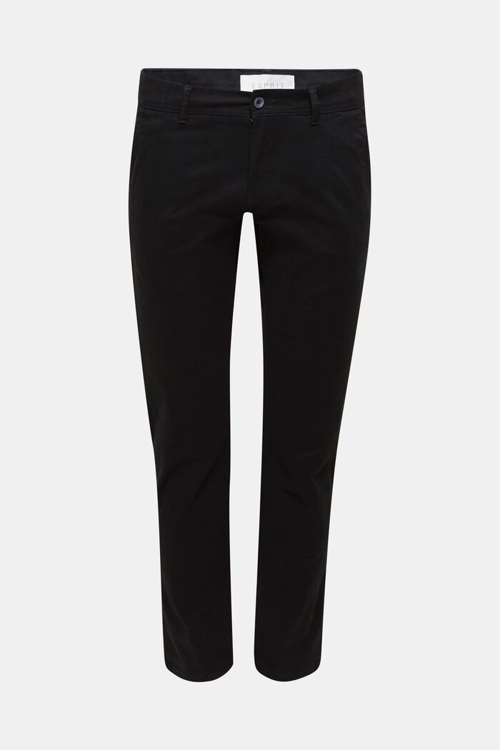 Pantalon chino en coton stretch, BLACK, detail image number 0