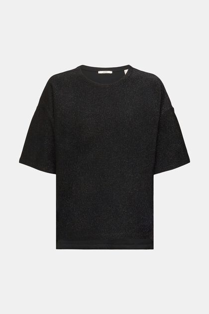 T-shirt oversize à effet scintillant, BLACK, overview
