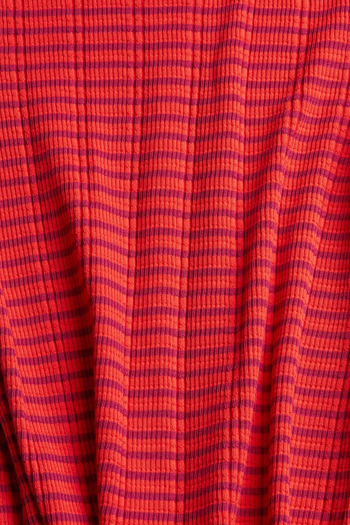 Haut à rayures en maille côtelée composée de coton mélangé, ORANGE RED, detail image number 4